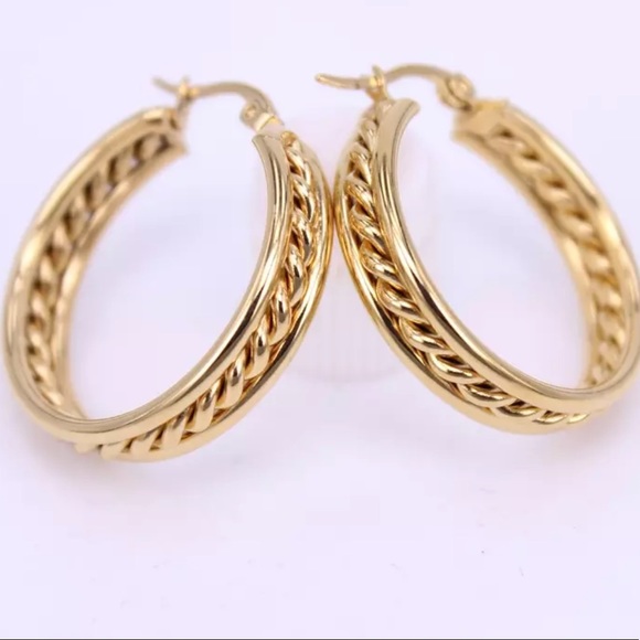 Jewelry - Gold plated 30mm hoop earrings